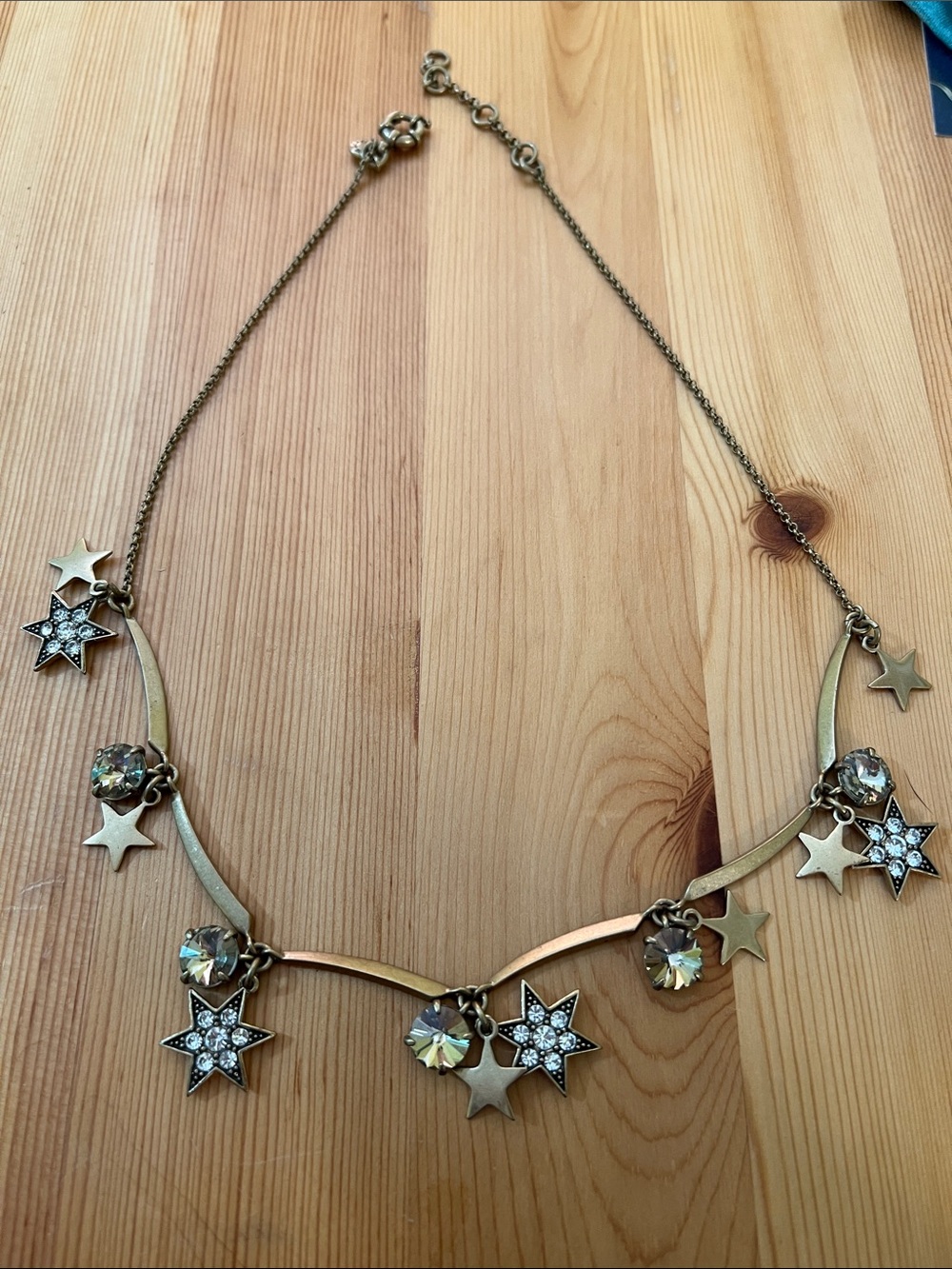 J.Crew Gold Necklace with Stars and Rhinestones